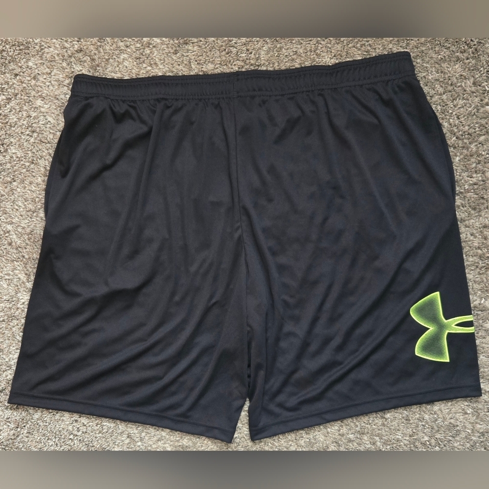 Under Armour Men's Black Loose Fit Athletic Shorts with Neon Logo XXL - Picture 2 of 6